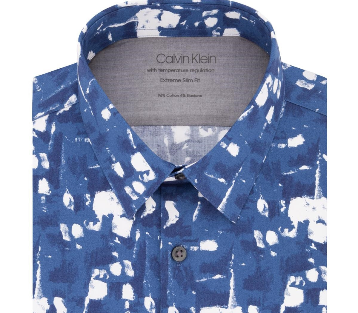 Calvin Klein Men's Printed Button up Dress Shirt Blue Size M