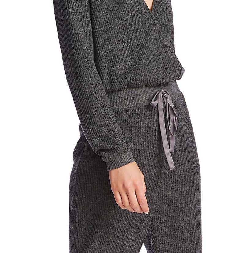 1.STATE Women's Pull on Waffle Knit Jumpsuit Gray