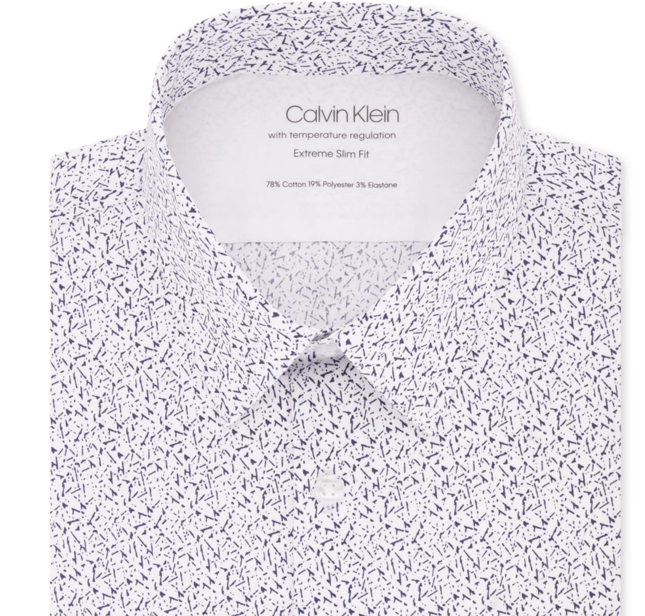 Calvin Klein Men's Patterned Dress Shirt Slim Blue Size 32-33