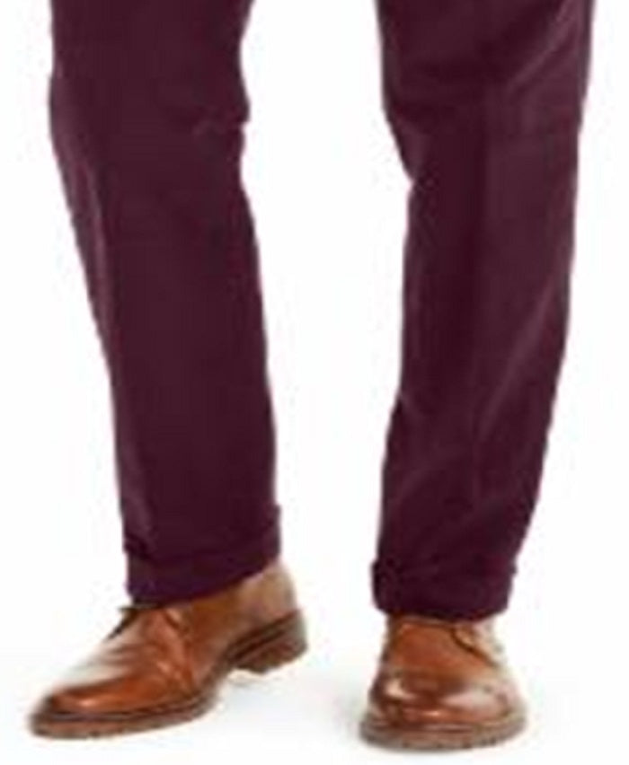 Ralph Lauren Men's Classic Regular Fit Corduroy Double Reverse Pleated Dress Pants Red Size 40X30