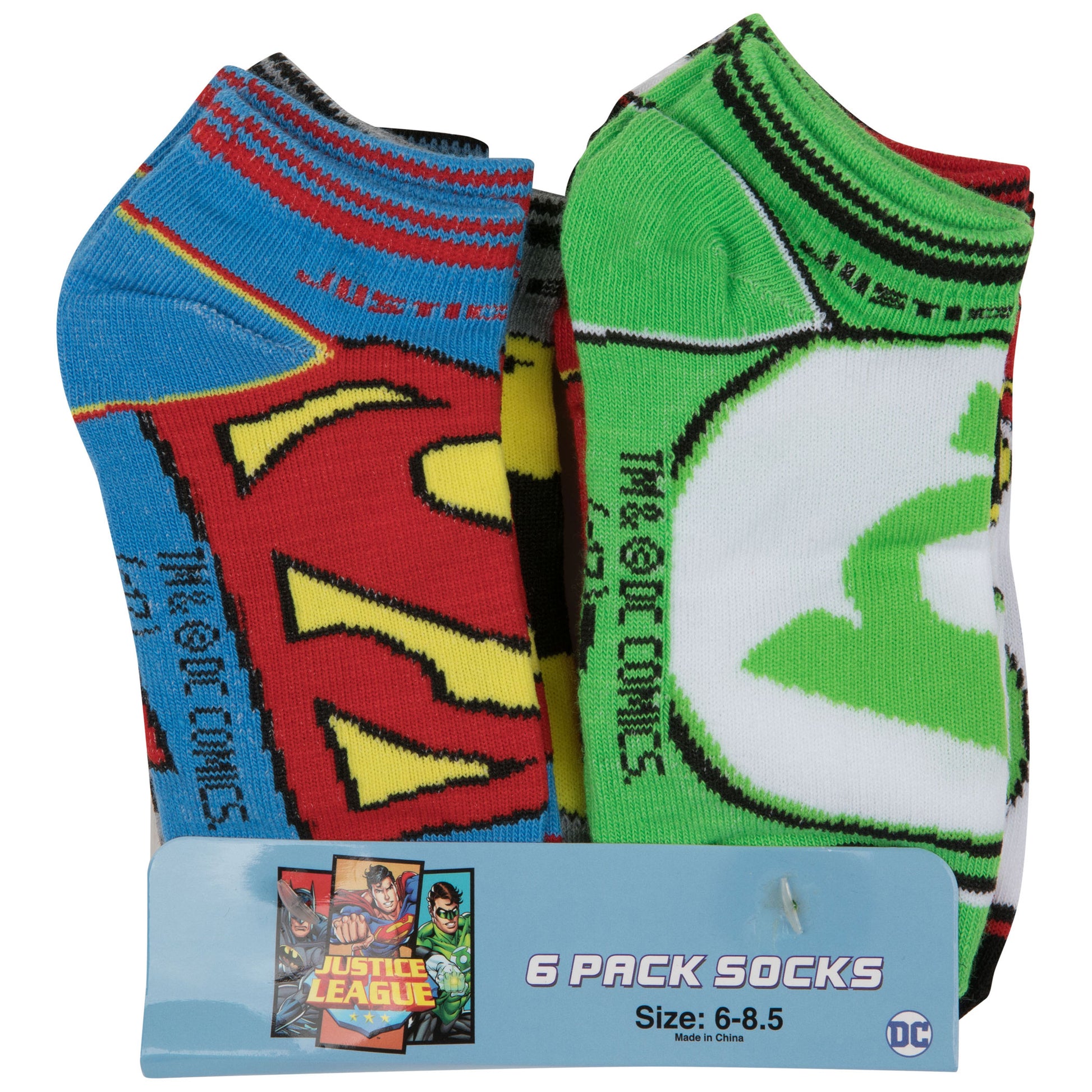 title:DC Super Hero Logos 6-Pair Pack of Low Cut Kids Socks;color:Multi-Color