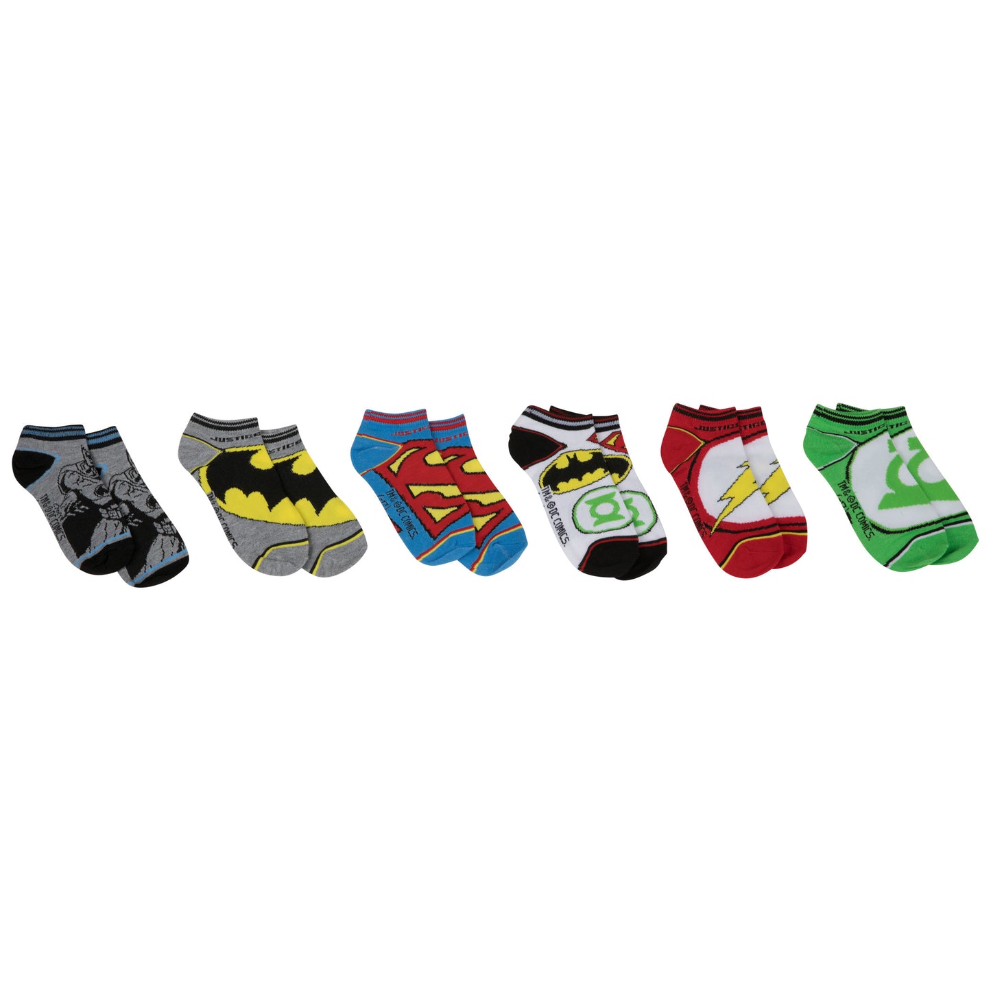 title:DC Super Hero Logos 6-Pair Pack of Low Cut Kids Socks;color:Multi-Color