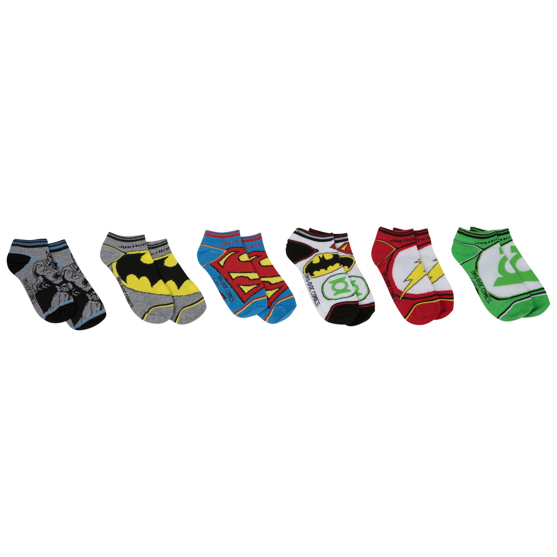 title:DC Super Hero Logos 6-Pair Pack of Low Cut Kids Socks;color:Multi-Color