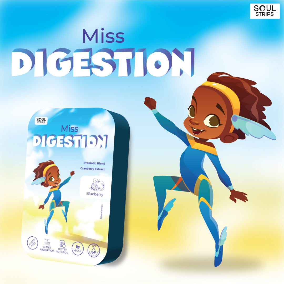 Soul Strips Kids Miss Digestion Vegan Sugar Free Blueberry Flavor 30 Strips