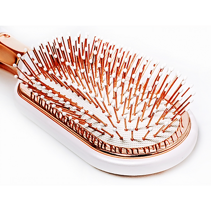 title:Cushion Hair Brush;color:White Pearl And Rose Gold