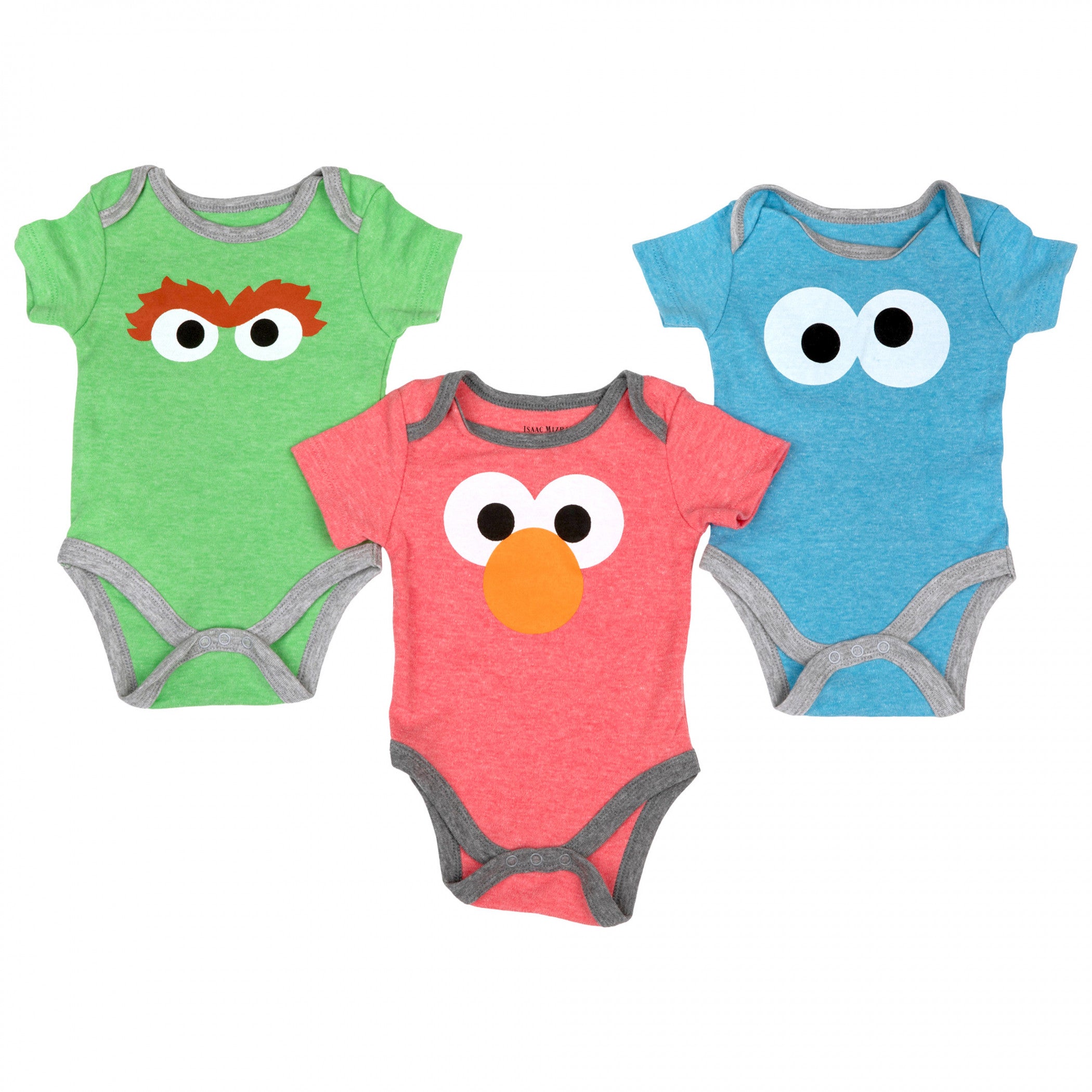 title:Sesame Street Elmo, Oscar, and Cookie Monster Infant Bodysuit 3-Pack;color:Multi-Color