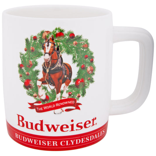 title:Budweiser Clydesdales The World-Renowned Holiday Stein Mug;color:White