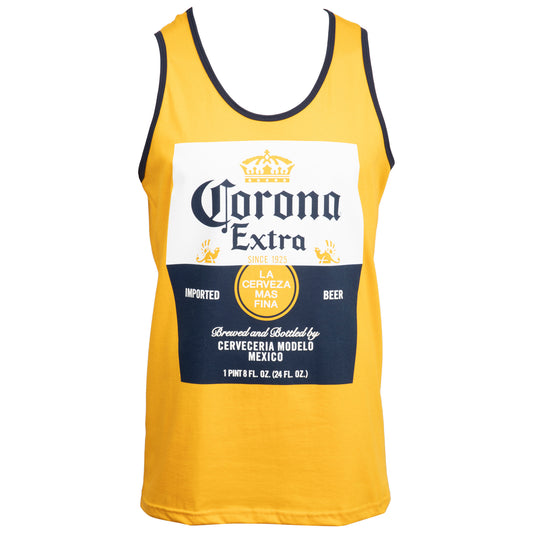 title:Corona Extra Classic Label Design Gold Ringer Tank;color:Gold