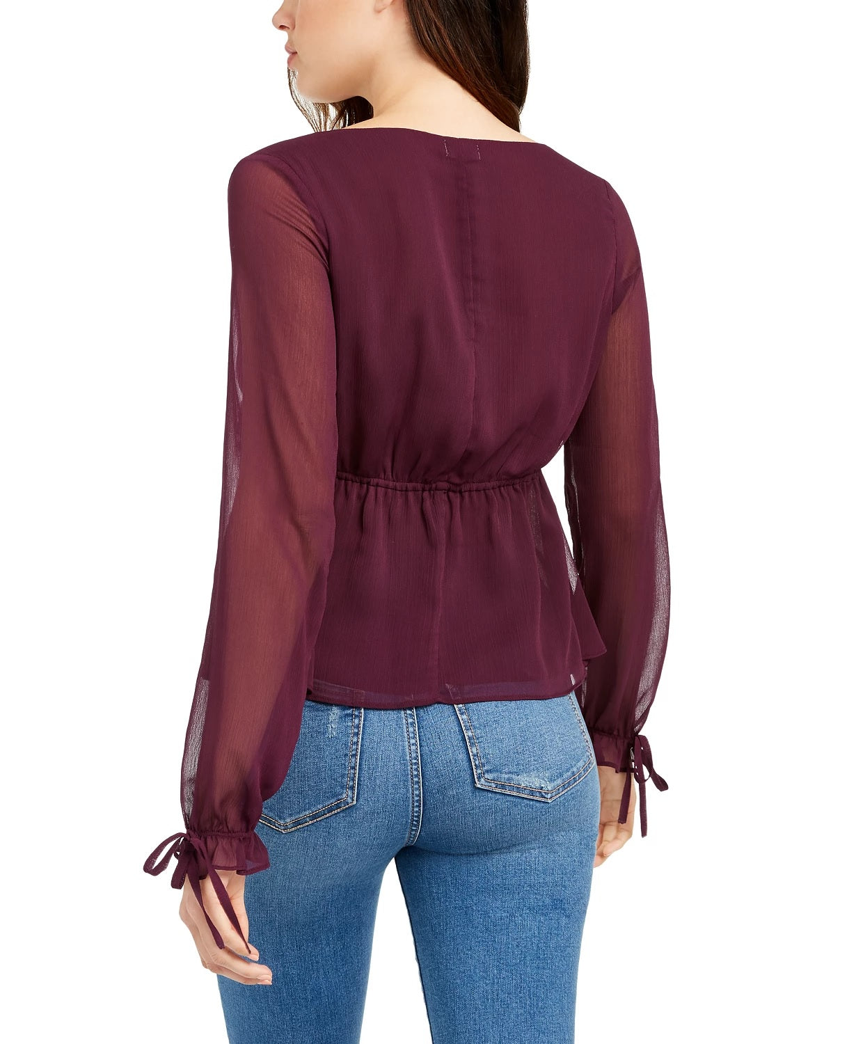 Q & A Women's Pleated Ruffle Blouse Purple Size X-Small