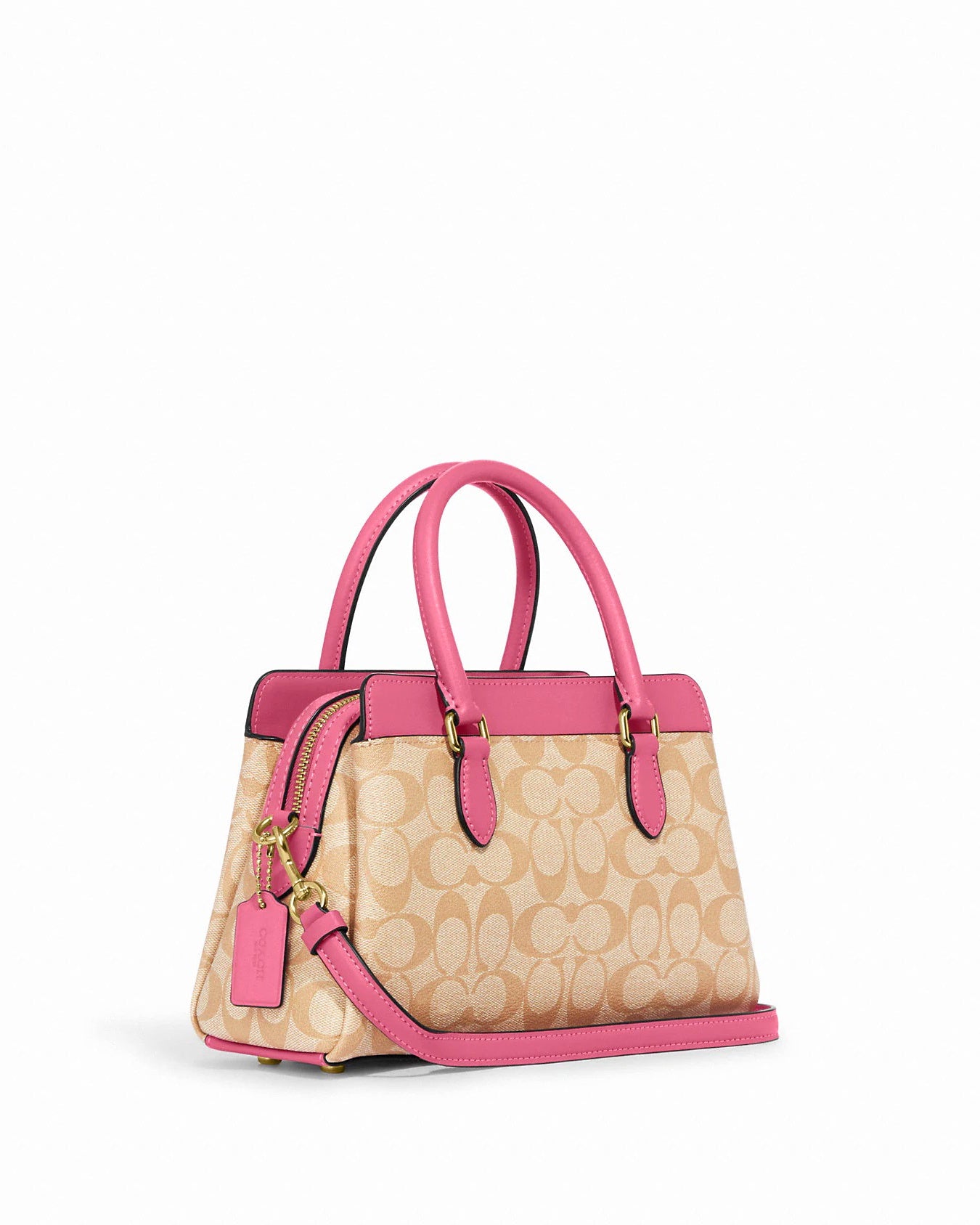 title:Coach Women's Mini Darcie Carryall In Signature Canvas;color:Light Khaki / Petunia