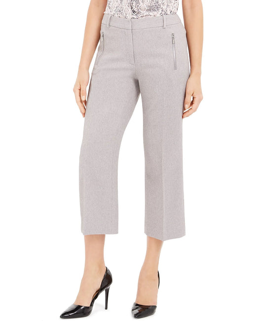 Calvin Klein Women's Zipper Pocket Cropped Twill Pants Grey Size 6