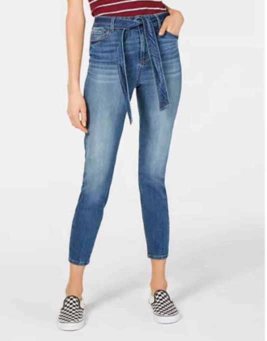 Vanilla Star Women's Belted Cropped Jeans Blue Size 11