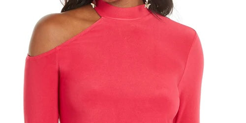 Thalia Sodi Women's Cold-Shoulder Mock-Neck Top  Pink Size X-Large