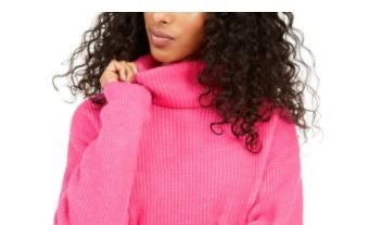 Sun + Moon Women's Boxy Turtleneck Sweater Pink Size Small