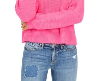 Sun + Moon Women's Boxy Turtleneck Sweater Pink Size Small