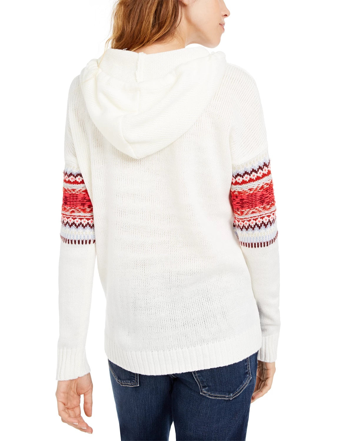 American Rag Junior's Fair Isle Hoodie Sweater White