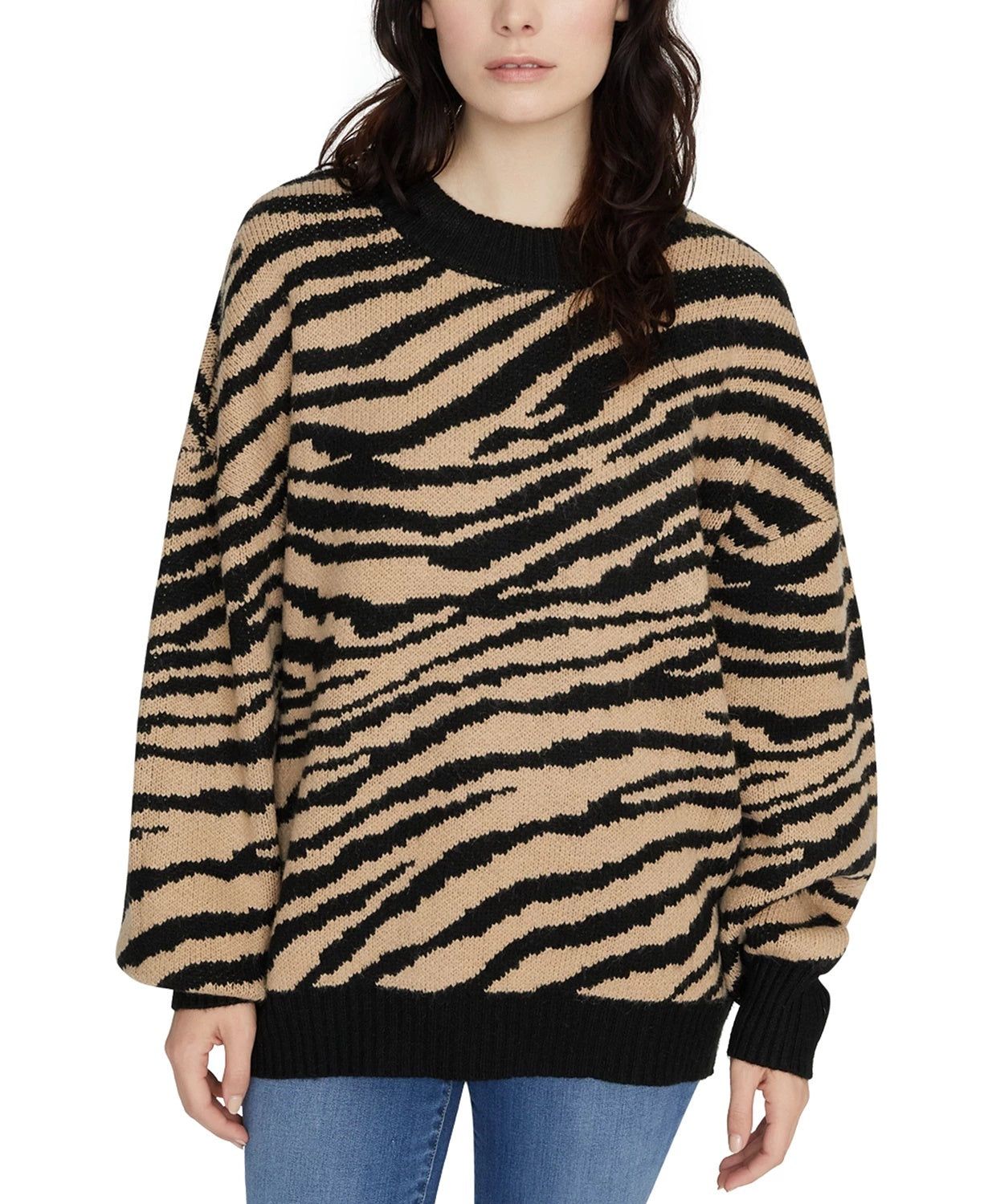 Sanctuary Women's Wild Kingdom Animal Print Sweater Black Size Medium