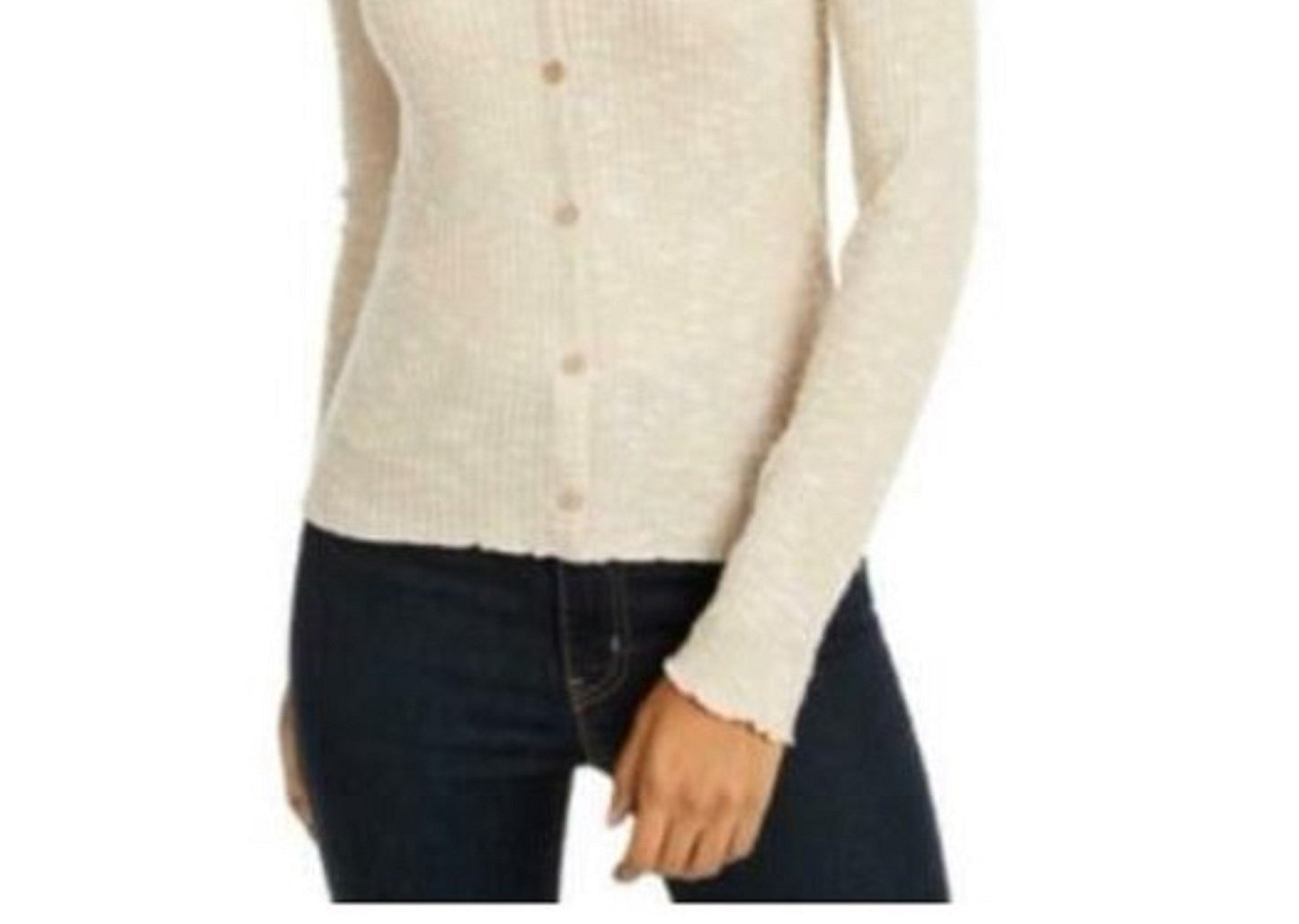 Crave Fame Juniors' Cozy Rib-Knit Top Beige Size Small