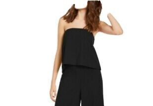 Rachel Roy Women's Isla Strapless Jumpsuit Black Size Medium