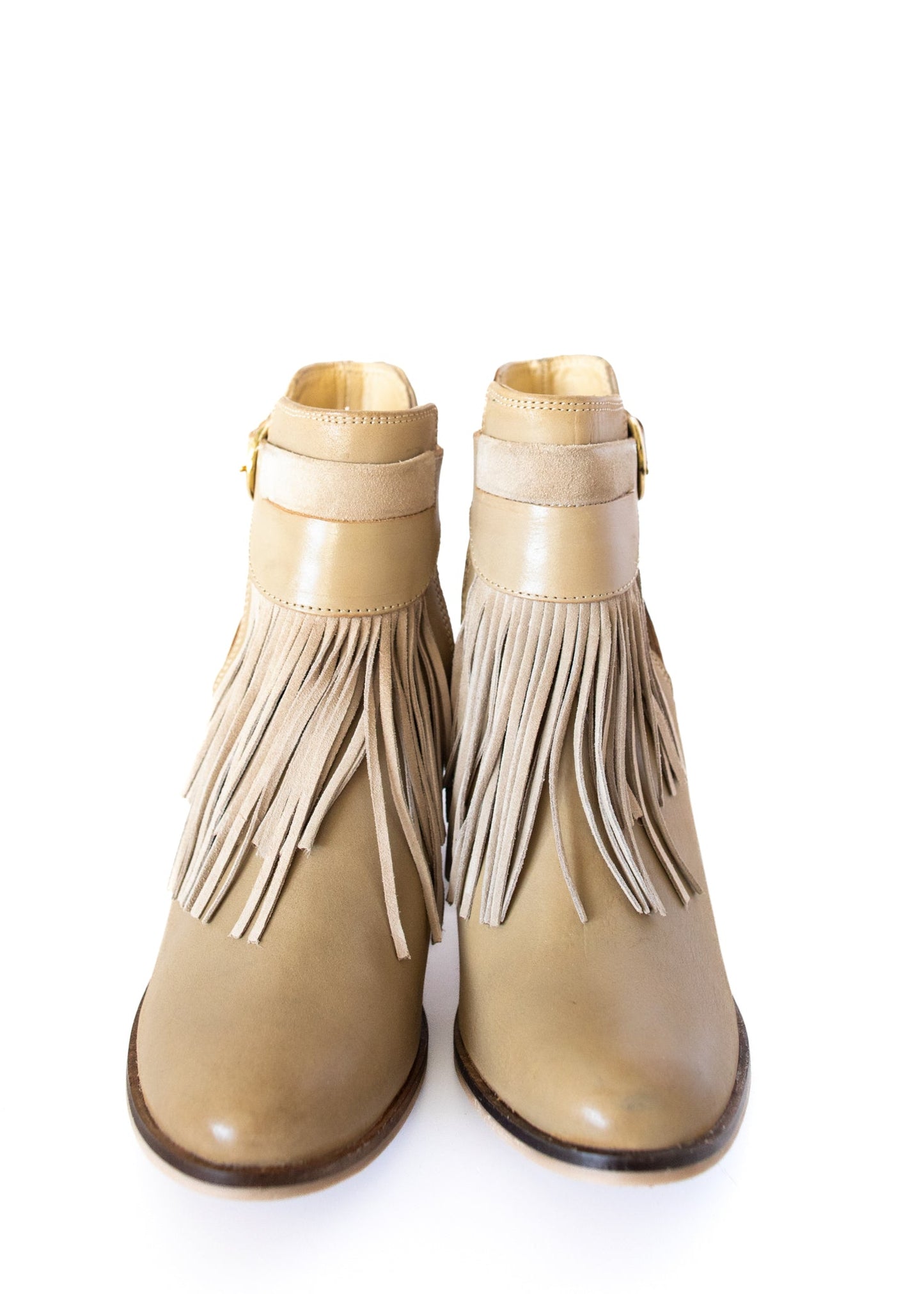 Tavineer Fringe Ankle Boot in Light Beige