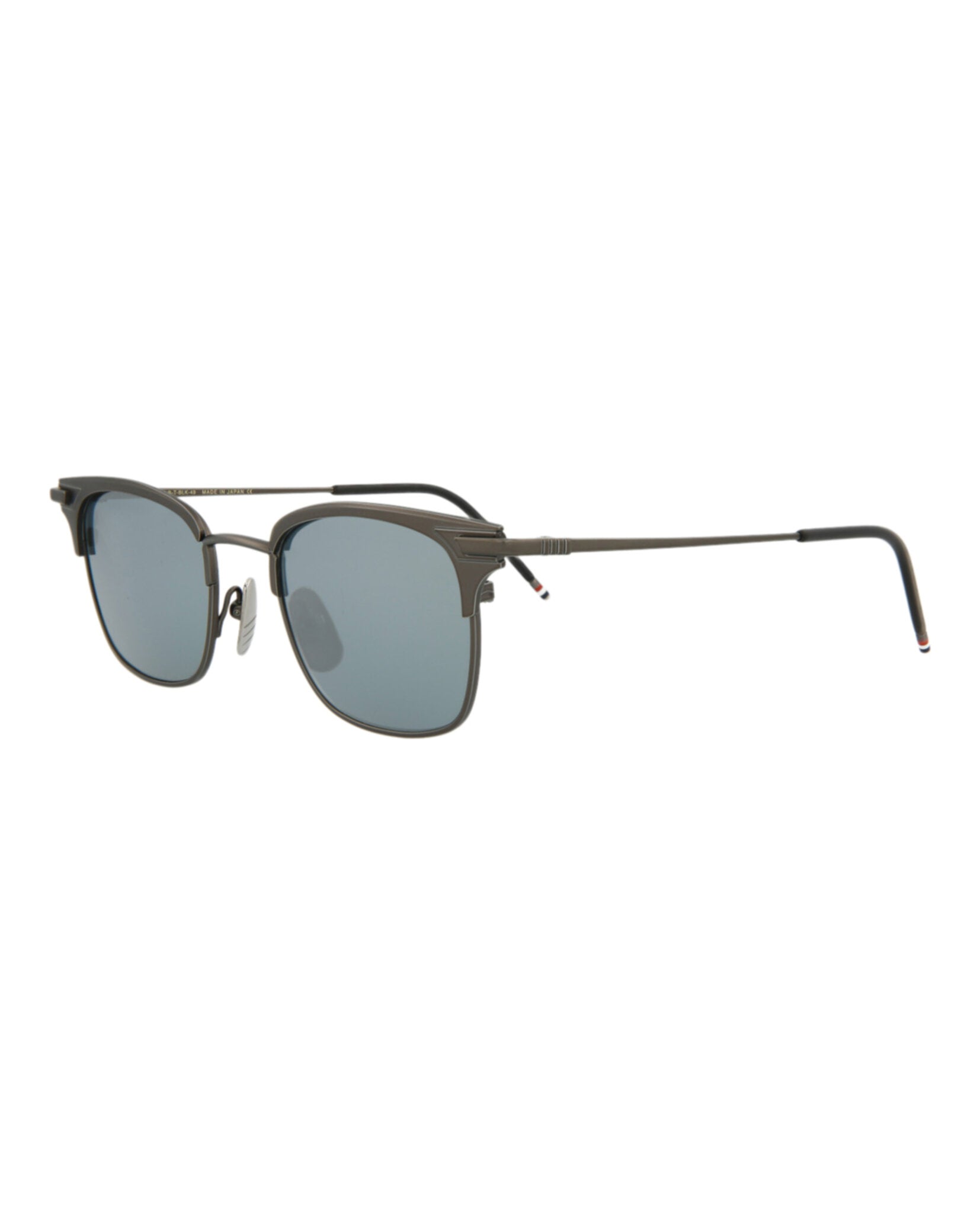 title:Thom Browne Square-Frame Metal Sunglasses;color:Black Iron