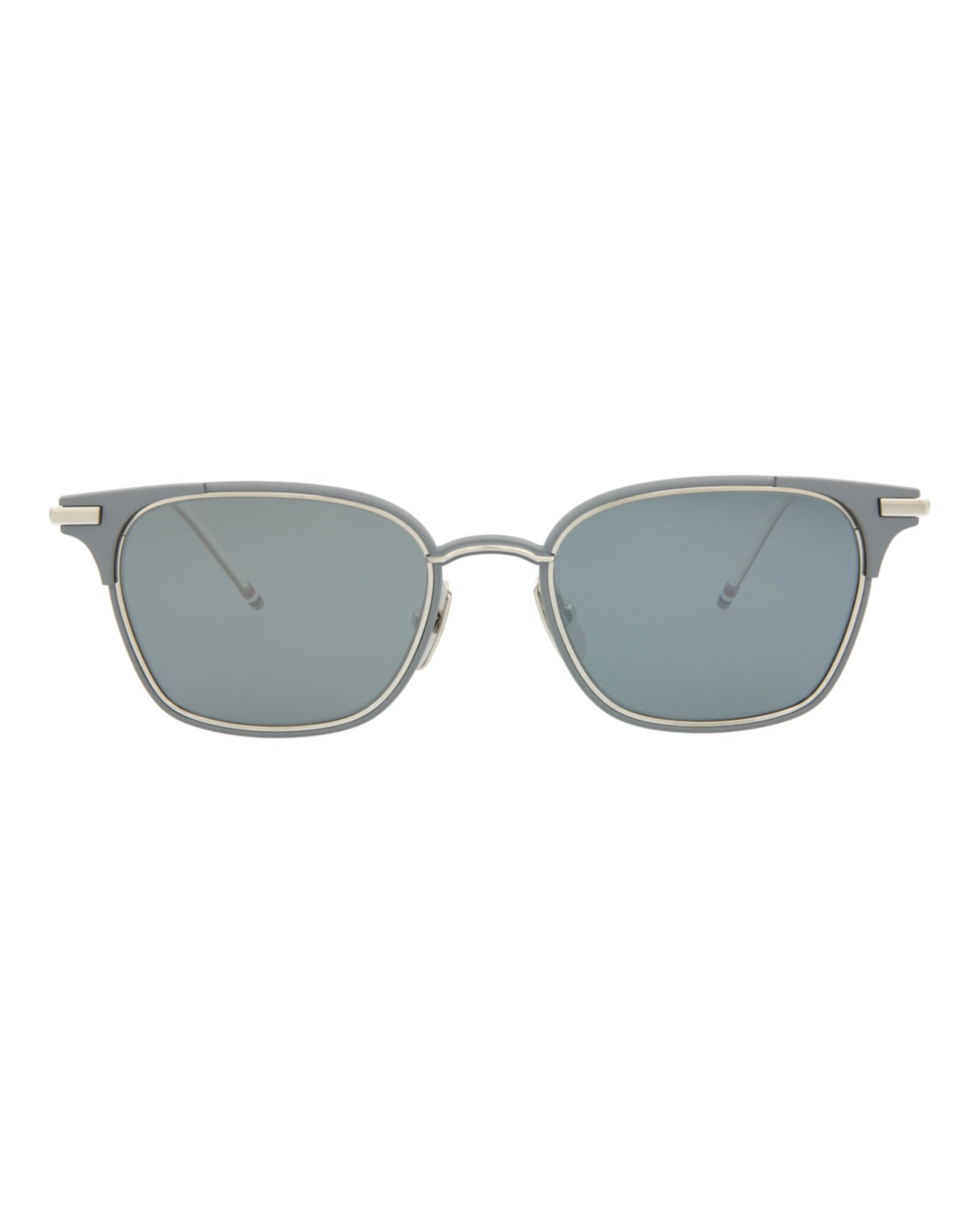 title:Thom Browne Square-Frame Metal Sunglasses;color:Matte Grey Silver