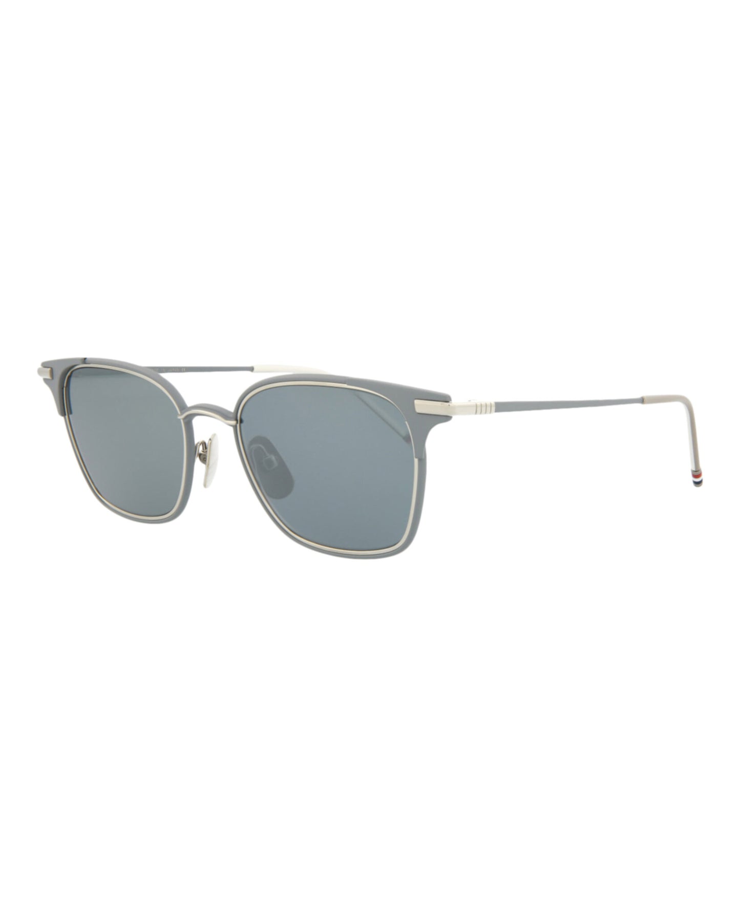 title:Thom Browne Square-Frame Metal Sunglasses;color:Matte Grey Silver