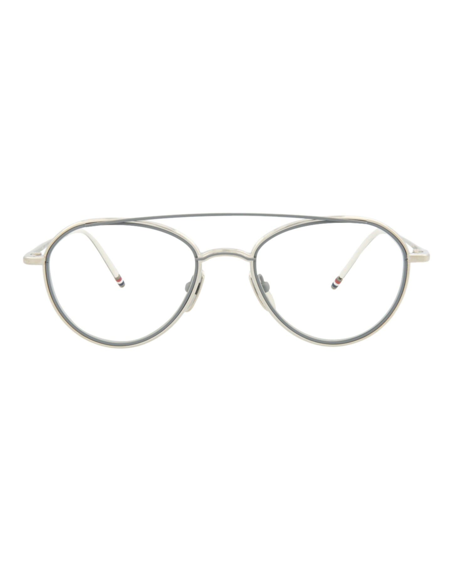 title:Thom Browne Aviator-Frame Metal Optical Frames;color:Silver Matte Grey