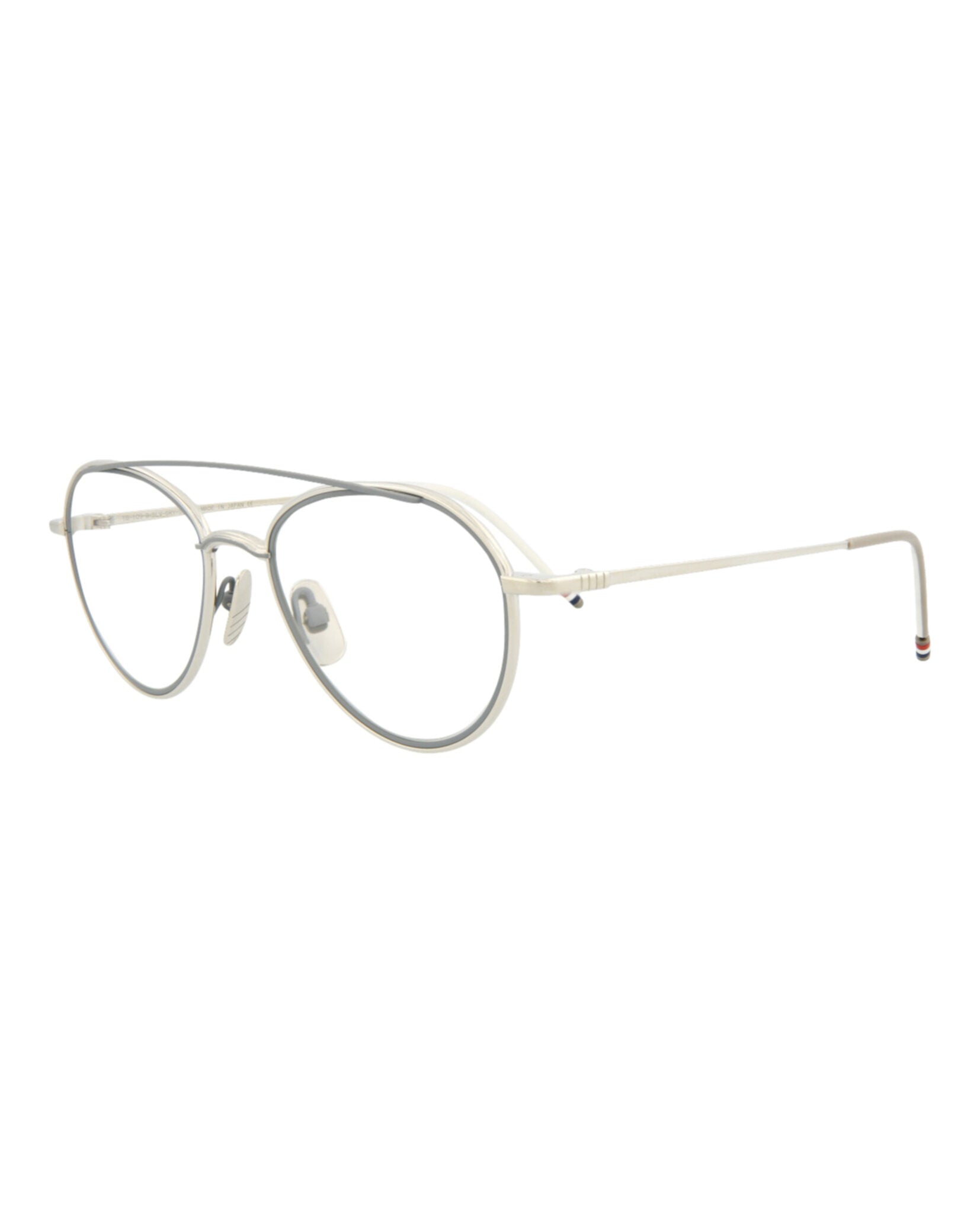 title:Thom Browne Aviator-Frame Metal Optical Frames;color:Silver Matte Grey