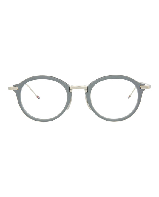 title:Thom Browne Round-Frame Metal Optical Frames;color:Matte Grey Silver