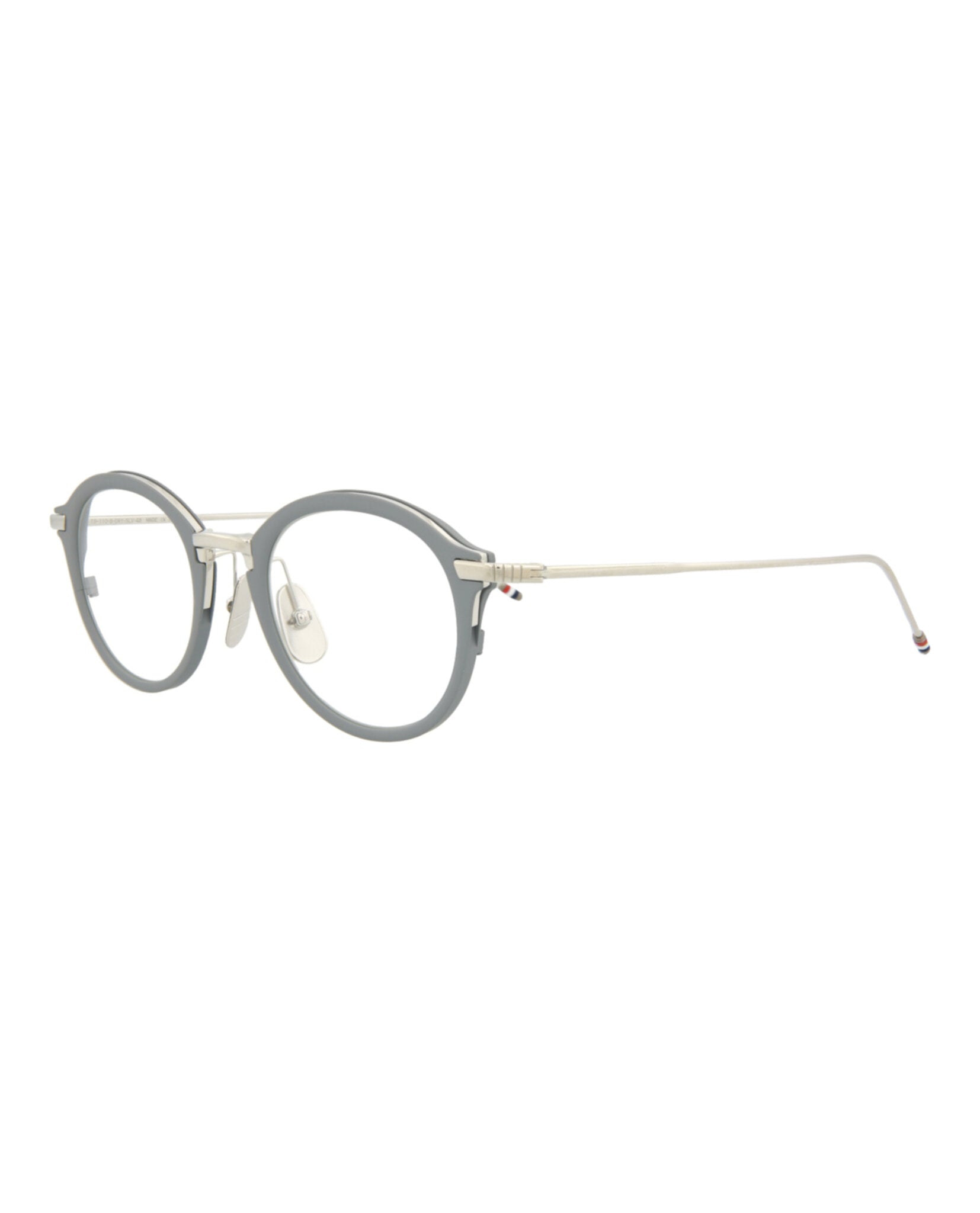 title:Thom Browne Round-Frame Metal Optical Frames;color:Matte Grey Silver