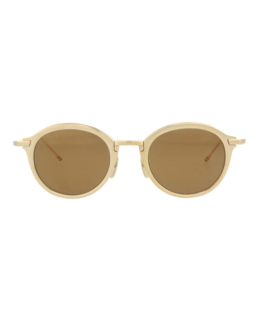 title:Thom Browne Round-Frame Metal Sunglasses;color:White Gold