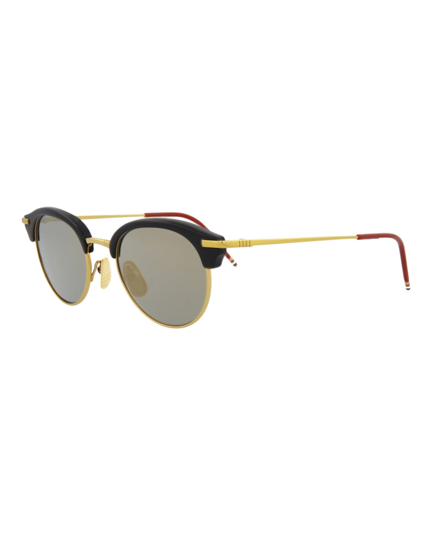 title:Thom Browne Round-Frame Metal Sunglasses;color:Navy Shiny Gold