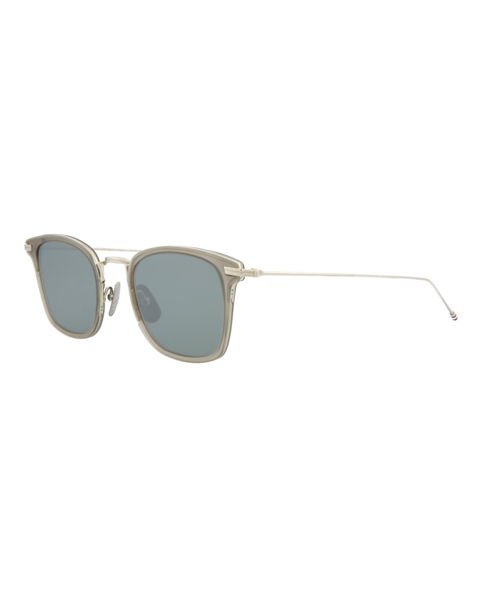 title:Thom Browne Square-Frame Metal Sunglasses;color:Satin Crystal Grey Silver