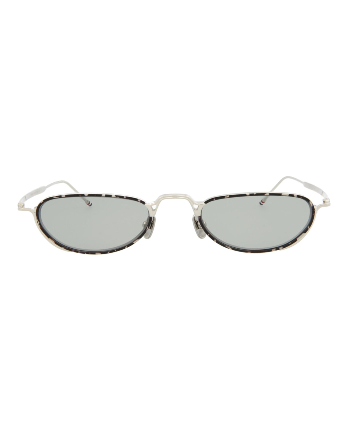 title:Thom Browne Round-Frame Metal Sunglasses;color:Silver Grey Tortoise Enamel