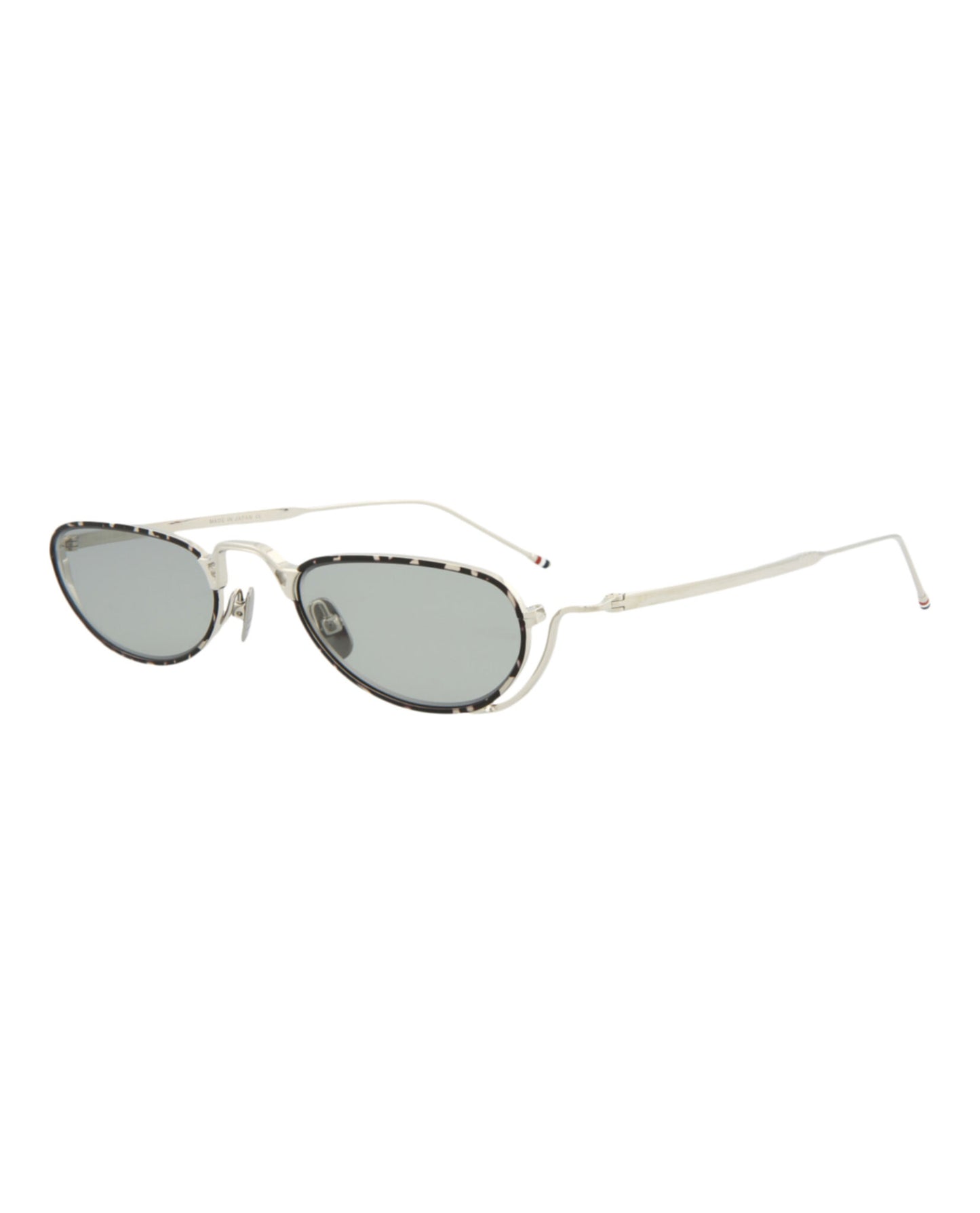 title:Thom Browne Round-Frame Metal Sunglasses;color:Silver Grey Tortoise Enamel