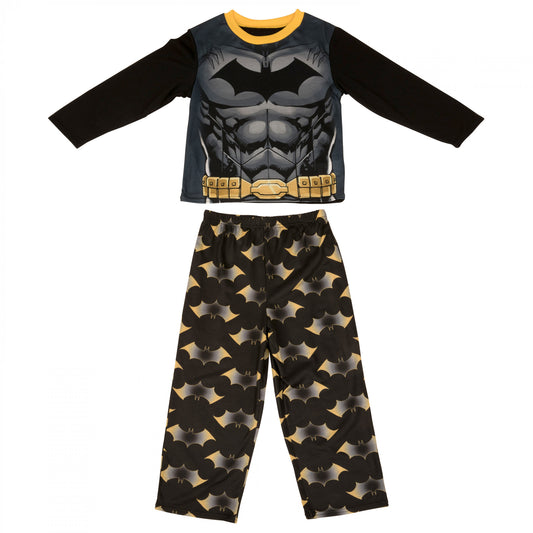 title:DC Comics Batman Costume Cosplay Long Sleeve 2-Piece Pajama Set;color:Multi-Color