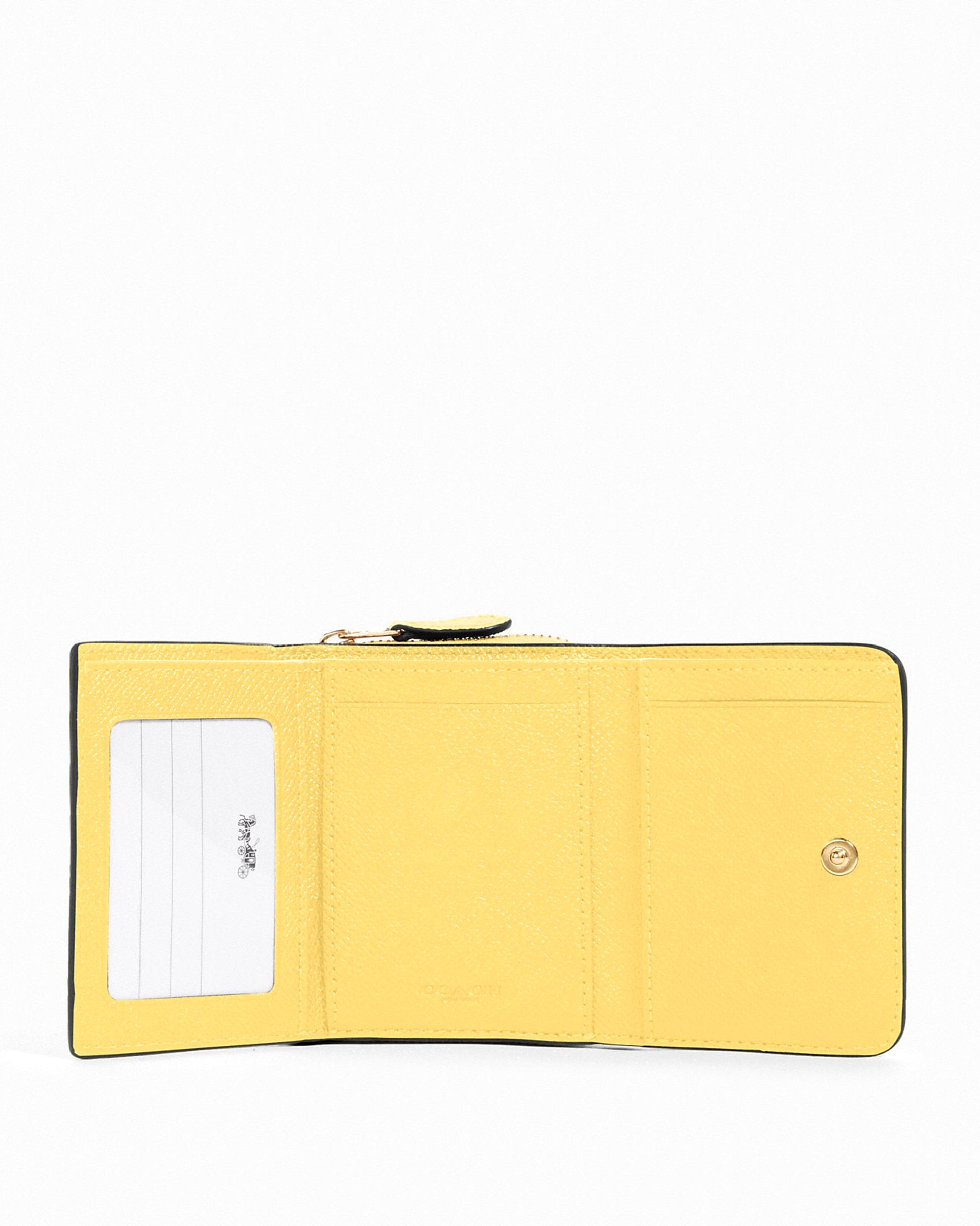 title:Coach Women's Small Trifold Wallet;color:Retro Yellow