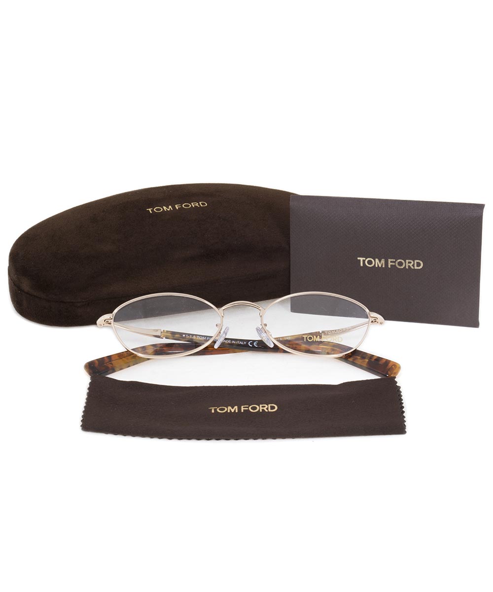 title:Tom Ford FT5368 28 Oval | Rose Gold/Havana| Eyeglass Frames;color:Gold