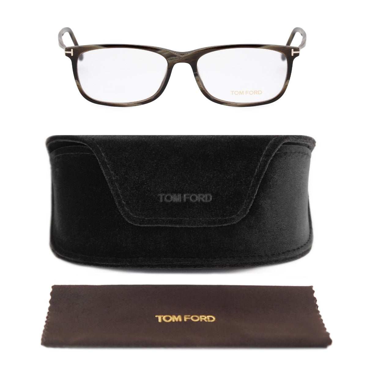 title:Tom Ford Men's Rectangular Opticals FT5398 061 55;color:Brown