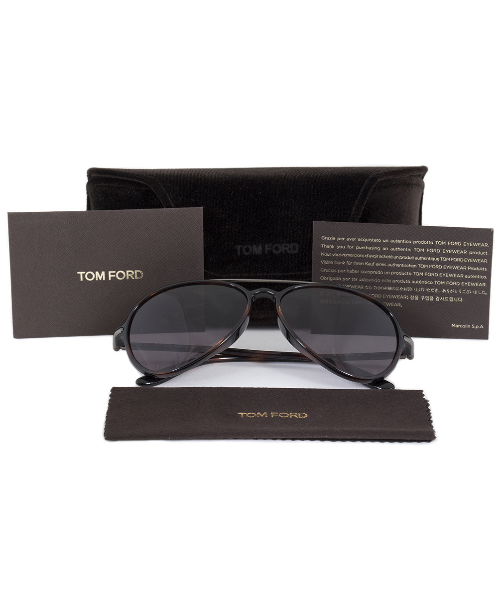 title:Tom Ford Ramone Men?s Aviator Sunglasses FT0149 54A 58 | Black Havana and Rhodium Frame | Dark Grey Lens;color:Black