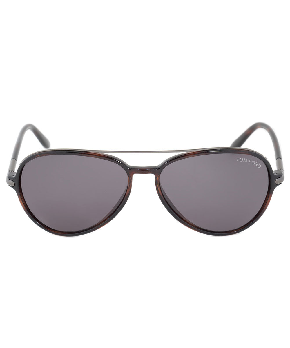 title:Tom Ford Ramone Men?s Aviator Sunglasses FT0149 54A 58 | Black Havana and Rhodium Frame | Dark Grey Lens;color:Black