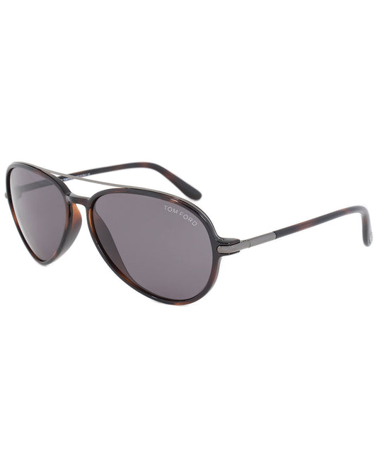 title:Tom Ford Ramone Men?s Aviator Sunglasses FT0149 54A 58 | Black Havana and Rhodium Frame | Dark Grey Lens;color:Black