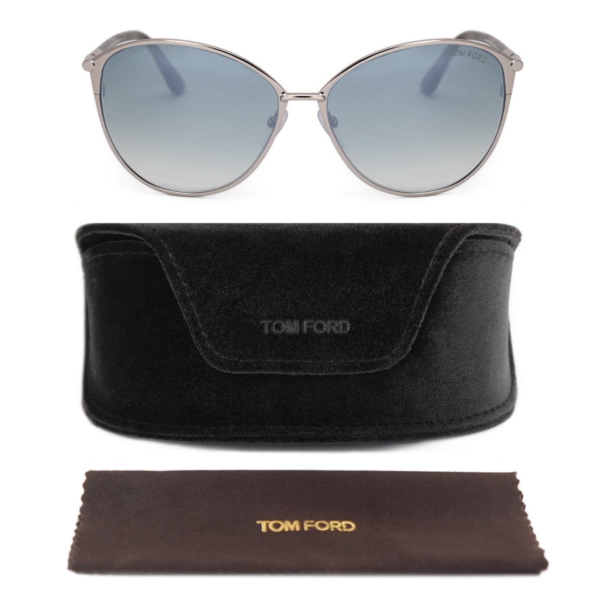 title:Tom Ford Oval Sunglasses FT0320 16W 59;color:Silver