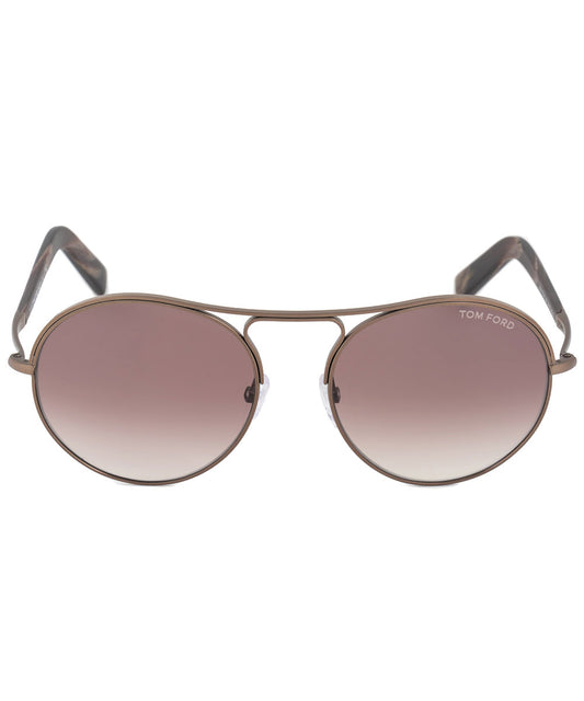 title:Tom Ford Jessie Women's Round Sunglasses FT0449 49T 54 | Matte Antique Brown Frame | Burgundy Gradient Lens;color:Bronze