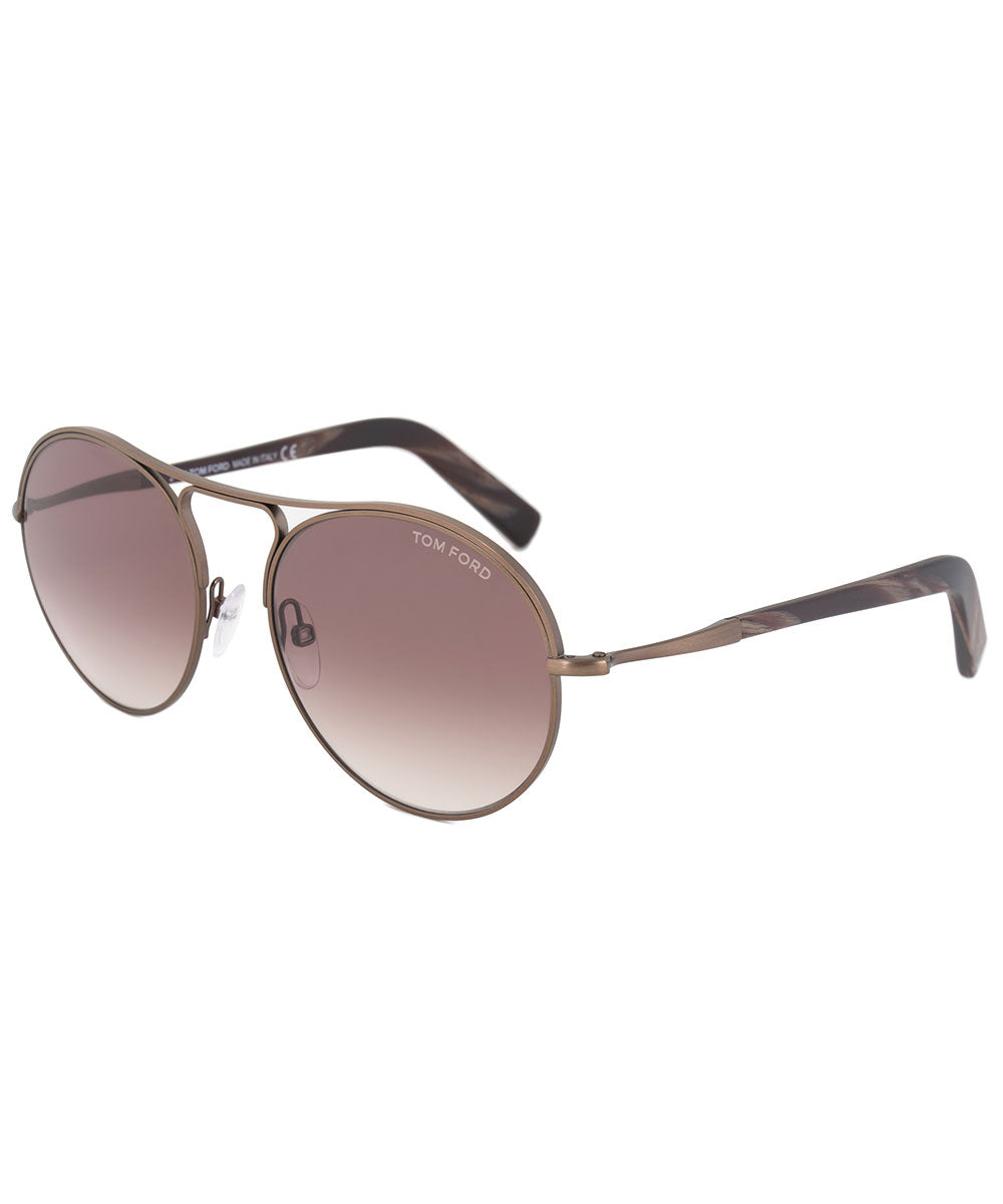 title:Tom Ford Jessie Women's Round Sunglasses FT0449 49T 54 | Matte Antique Brown Frame | Burgundy Gradient Lens;color:Bronze