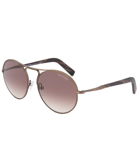 title:Tom Ford Jessie Women's Round Sunglasses FT0449 49T 54 | Matte Antique Brown Frame | Burgundy Gradient Lens;color:Bronze