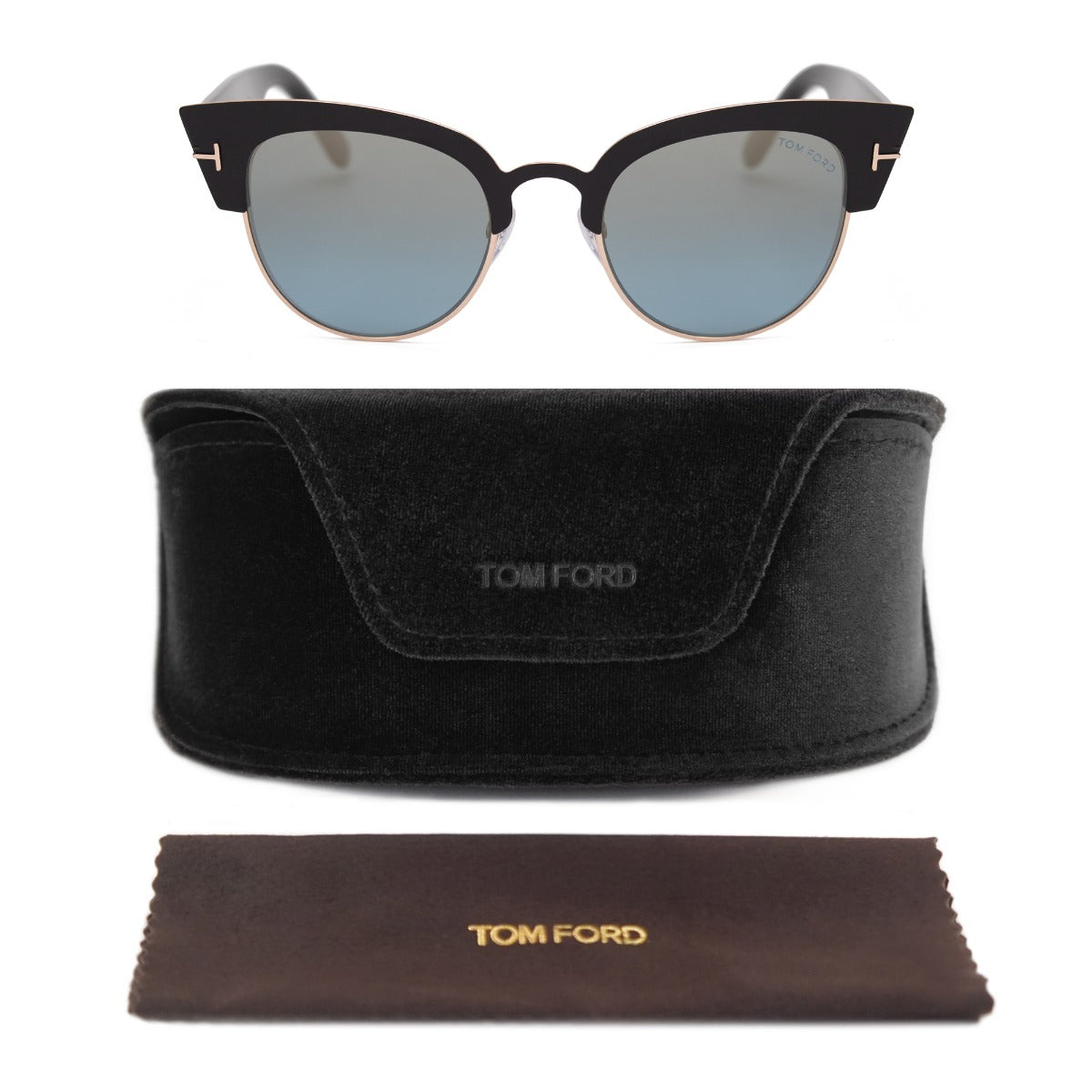 title:Tom Ford Cat Eye Sunglasses FT0607 05X 51;color:Black