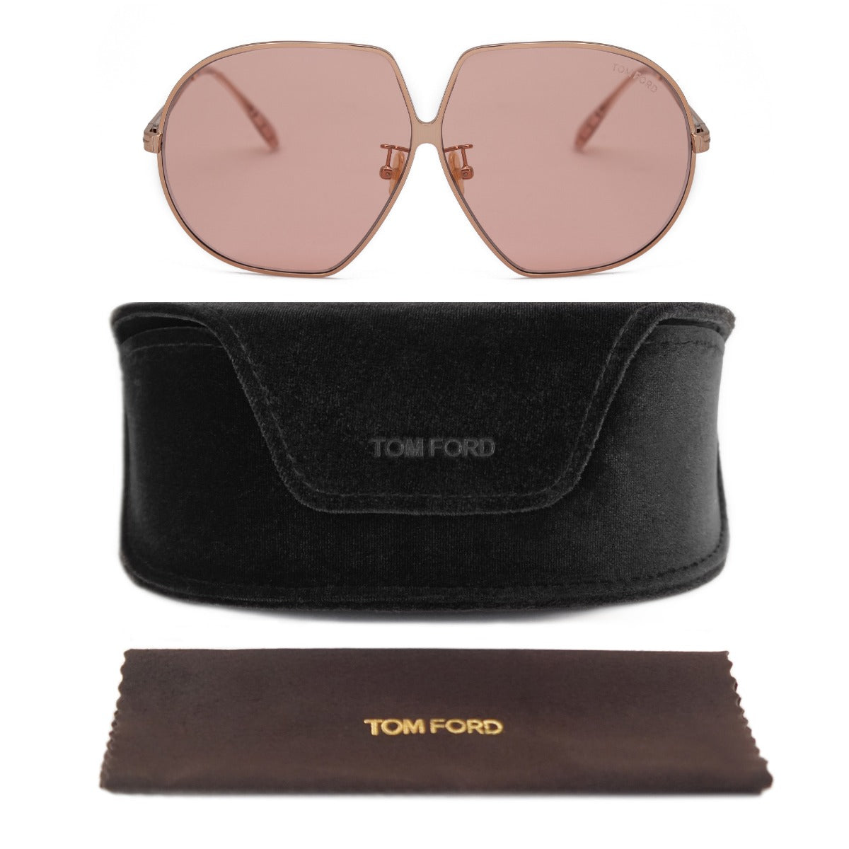 title:Gucci Oversized Sunglasses FT0785 33E 66;color:Gold