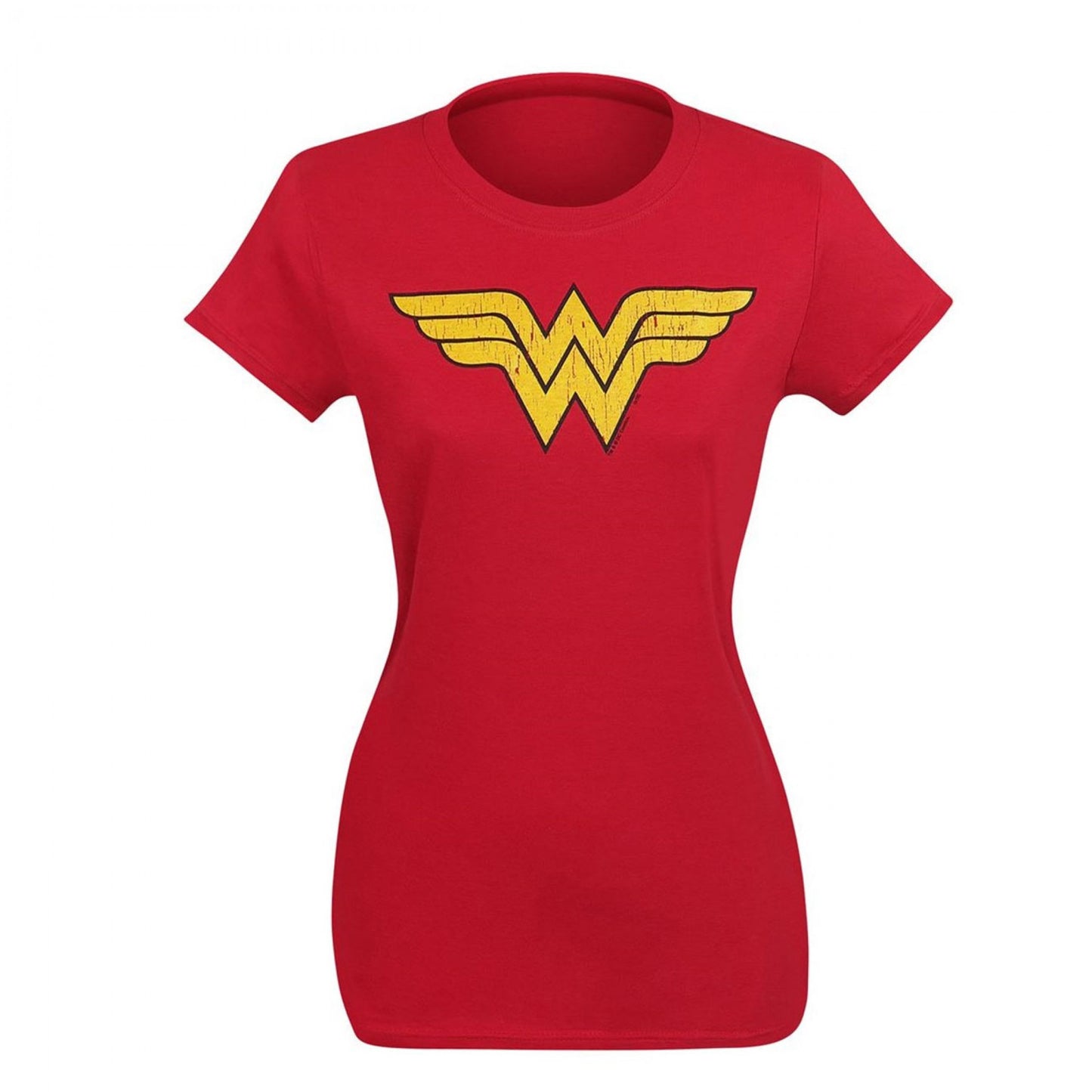 title:Wonder Woman Distressed Symbol T-Shirt for Women;color:Red